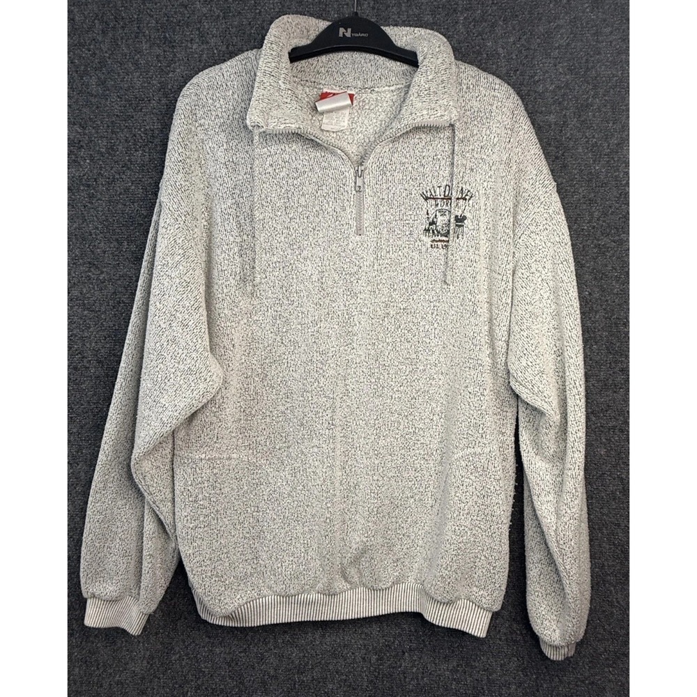 VTG Walt Disney World 1/4 Zip Sweatshirt Men's Medium Gray Fleece Pullover 1971